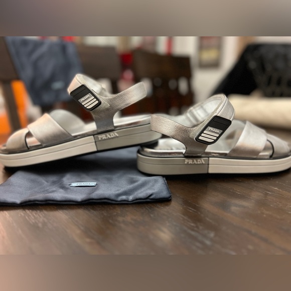Prada Silver Sandals size 37.5 - Picture 4 of 4